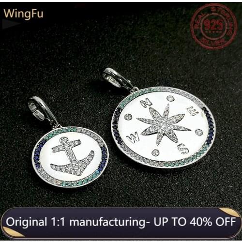 S925 sterling silver nautical zircon compass anchor necklace pendant fashion women monaco jewelry gift