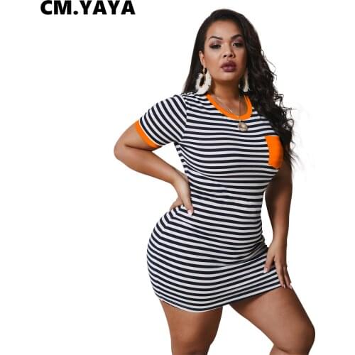Plus Size L-3XL Summer Mini Dress Women O-Neck Striped Print Short Sleeve Bodycon Night Club Party Street Dresses Vestidos G5020