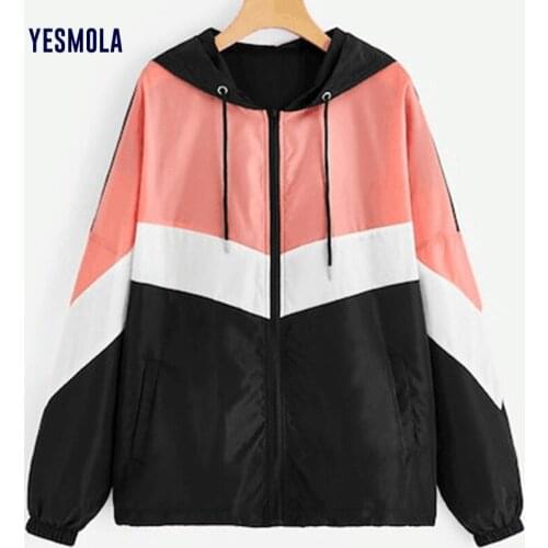 YESMOLA Lady Long Sleeve Coat Patchwork Womens Hoodie 2021 New Autumn Outwear Running Sport Jacket Clothing Sportwear