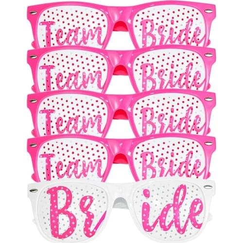 1pc Pink Team Bride To Be Plastic Glasses Bridesmaid Bridal Shower Bachelorette Hen Party Wedding Decoration Photobooth Props