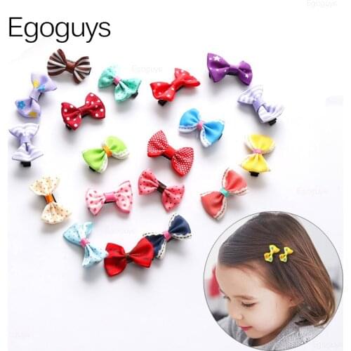 10PCS Lovely Cartoon Kids Hairpins Bands Mixed Color Rainbow Rope Hair Clips Girls All-match Bowknot Barrettes Children Headwear