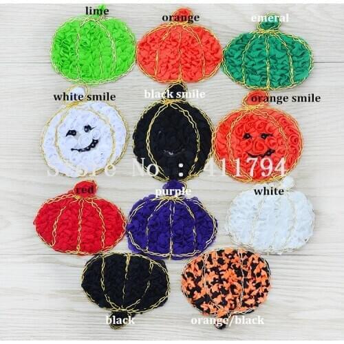 180 pcs / lots 3 "shabby Chiffon pumpkin for halloween , shabby flowers for headband 11 colors