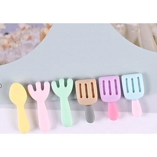 20pcs DIY Jewelry Findings Pastel Colors Cute Spoon Fork Spatula Resin Cabochons Ornament Accessory Embellishments Charms Decor