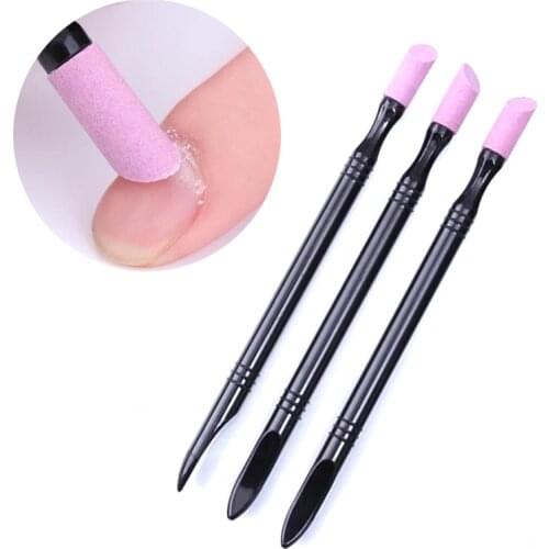 3PC Reusable Double-End Nail Quartz Peeling Polishing Stick Grinding Rods Cuticle Hangnails Remove Exfoliator Nail Care Tool
