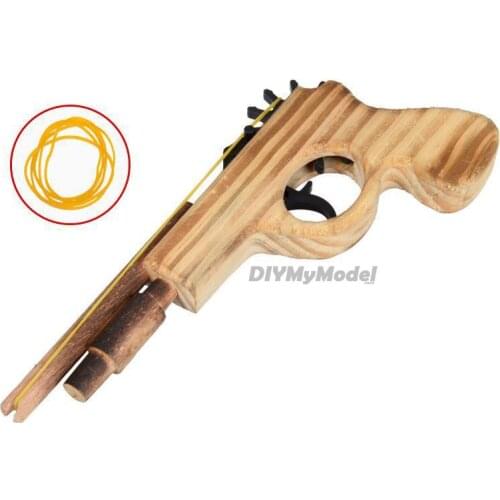 3D DIY Wooden Toy Gun Bullet Rubber Band Launcher Wood Simulation Gun Hand Pistol Guns Shooting Toy Boys Outdoor Fun For Kids