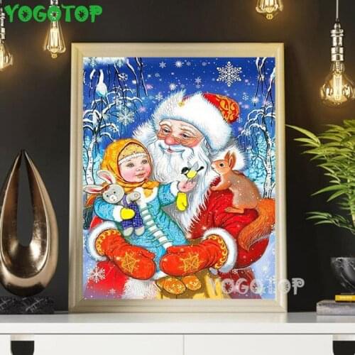5D Diy Diamond Painting Christmas Full mosaic Santa Claus Diamond Embroidery Cartoon Handicraft Winter Children gift YY4715