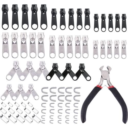 84/194 pcs/set Zipper Repair Kit Universal Instant Fix Replacement Zipper Repair Kit for Sewing Clothes Bags Sleeping Bag