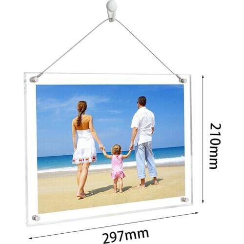8X12 in Acrylic Picture Frames Wall Mount Photo Frame Frameless Clear Floating Frame for Document Certificate Artwork