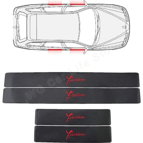 Car Stickers And Decals For Lancia Ypsilon Auto Door Sill Scuff Plate Protector Carbon Fiber Car Threshold Sticker