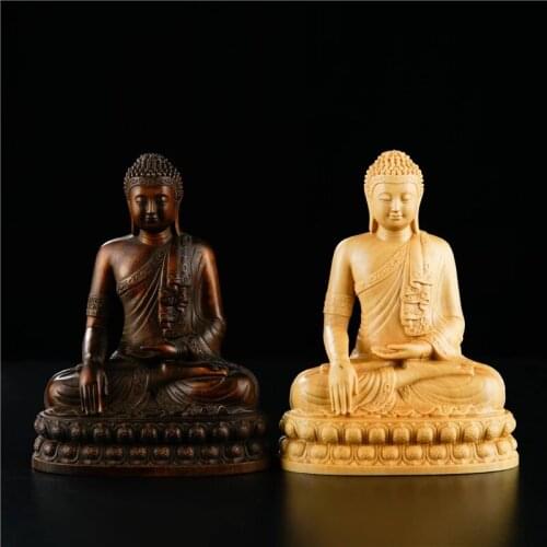 CCZHIDAO Religious Temple Thai Buddha 10CM Statue Wooden Sculpture Chinese Boxwood Wood for Home Decoration