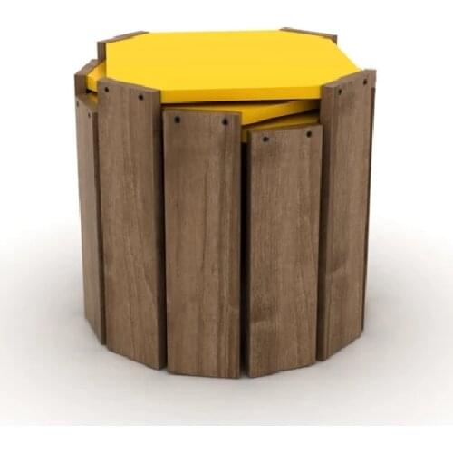 Wooden Nesting Table Yellow-Walnut Color Wood Nesting Table 3 Pieces Coffee Sofa Corner Table Modern Bedside Square Living Room