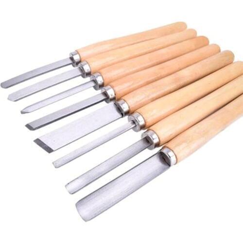 8PCs Wood Carving Tool Lathe Chisel Set Turning Tools Woodworking Gouge Skew Parting Spear