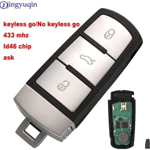 Jingyuqin 3 Buttons Entry Fob ASK 3C0959752BA ID48 Remote Car Key Shell Case Replacement 433Mhz for VW Passat CC
