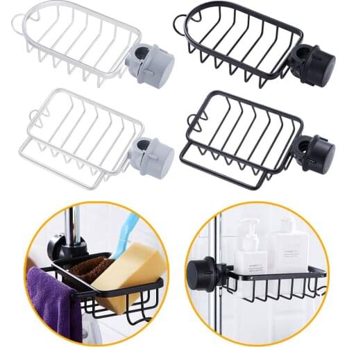 Kitchen Faucet Rack Aluminum/Stainless Steel Sink Drain Basket Bathroom Hollow Shelf Pool Rag Sponge Storage Holder Organizer