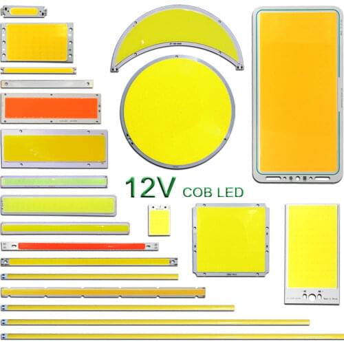 10pcs COB Strip 12V LED Light 2W 5W 10W 20W 30W 50W 200W LED Bulbs DC12V COB Chip Warm Nature Cold White Blue Red Color for DIY