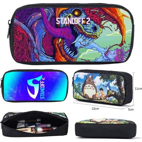 Hot Shooting Game Cosmetic Cases Zipper School Supplies Boys Standoff 2 Pencil Case 3D Makeup Pouch Bag Anime Pencil Box Teens