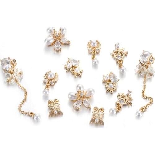 1Pcs 3D Cute DIY Alloy Shiny Jewelry Bow Nail decoration Butterfly Flower Rhinestones Nail Art Charms Mixed Manicure Jewelry