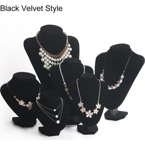 Fashion Black Velvet Model Bust Show Necklace Stand Mannequin Jewelry Display For Woman Dressing Table Jewellery Packaging Rack