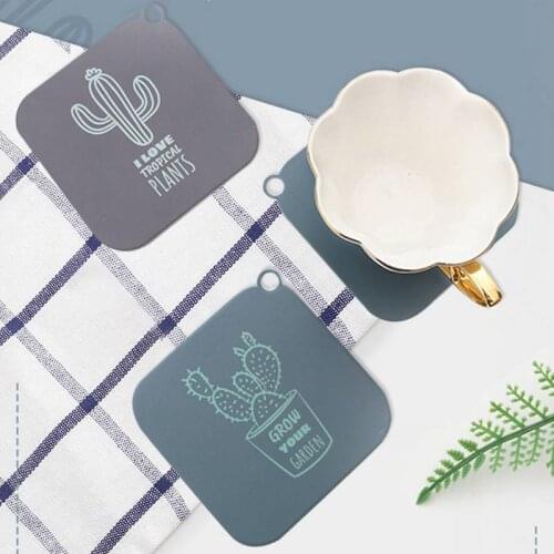 Cartoon Cactus Pattern Modern Simple PVC Placemat Soft Insulation Pad Desktop Coaster