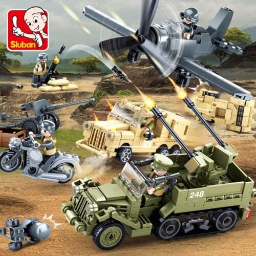 New SLuban WW2 North Africa Campaign Series Military Suit Model Building Blocks Toy For Kids Birthday Christmas Gift Toy For Boy