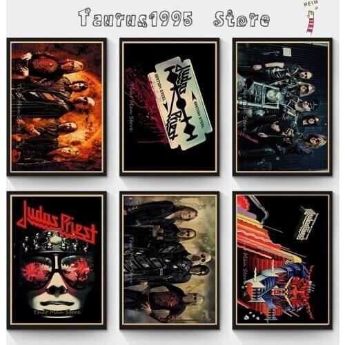 New About Music Rock Band Set Classic Rock / Kraft Paper Retro Poster Decorative Painting