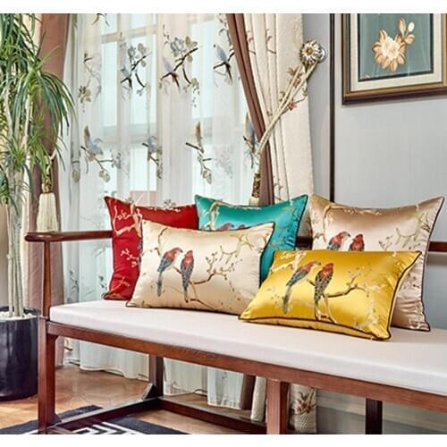New Chinese style jacquard pillowcase sofa cushion cushion waist pillowcase living room pillow custom