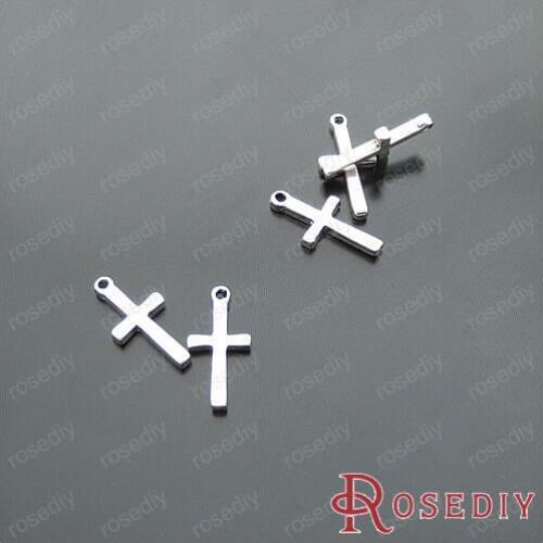Wholesale 19*9mm Imitation Rhodium Small Cross Alloy Charms Diy Jewelry Findings Accessories 50 Pieces(JM6097)