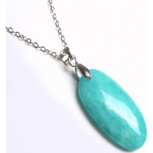 30*16*6mm Genuine Natural Brazil Amazonite Stone Fashion Blue Pendant Bead Jewelry Women Necklace Long Pendant For Necklace Gift