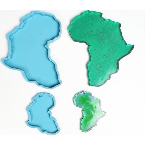 Africa Map Shape Coaster Cup Mat Pad Epoxy Resin Mold Keychain Pendants Silicone Mould DIY Crafts Jewelry Casting Tool