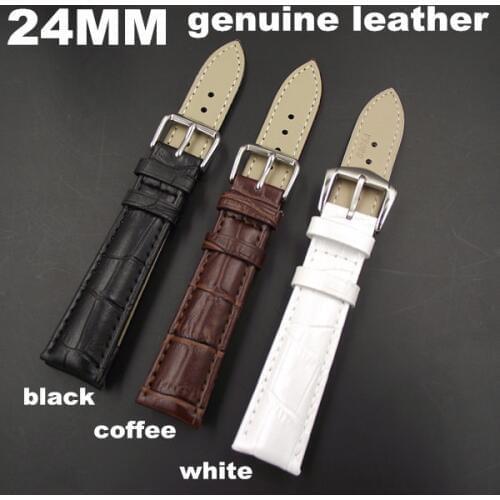 1PCS High quality 24MM genuine cow leather Watch band watch strap coffee,black,white color available -WB0009