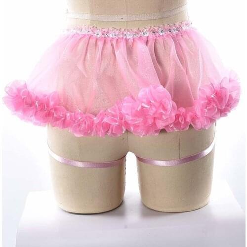 Pink Hollow Woman Harness G-String Gauze Sexy Lingerie Pastel Goth Body Cage Rave Festival Bondage Body Harness Belt