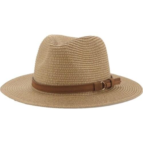 Sun hats wide brim sun protective casual vintage outdoor beach straw hats women men band belt buckle classic summer women hats