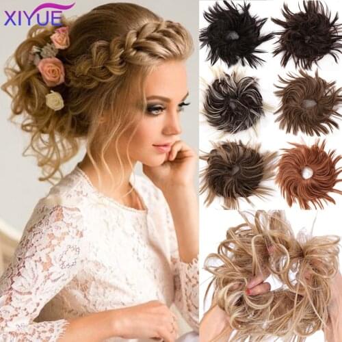 Synthetic Chignon Messy Scrunchie Elastic Band Hair Bun Curly Updo Hairpiece High Temperture Fake Hair Band Donut Wrap Ponytail