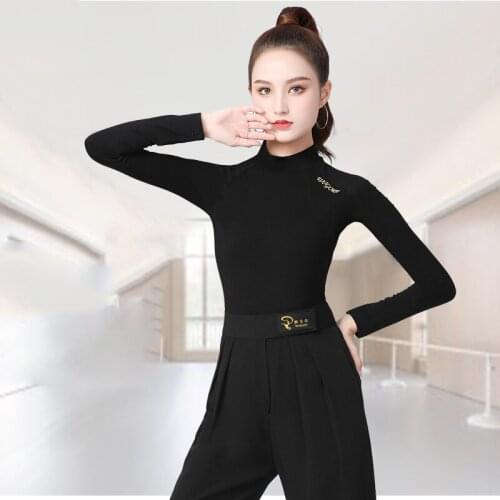 Latin Dance Practice Clothes Female Adult New Modern Dance Long-Sleeved Dance Ballroom Dance Tops Latin Dance Clothes DN9785