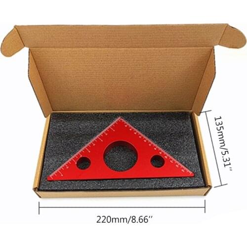 Aluminum Alloy Triangle Ruler 45 Degree Angle Ruler Carpentry Squares Precision Woodworking Tools Red/Blue