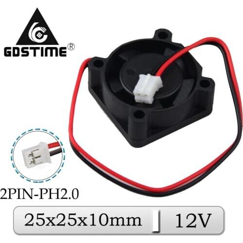 2Pcs Gdstime 12V Fan 25x25x10mm 25mm Brushless Axial Cooler Audio Cooling Fan 25mmx10mm 2cm Miniature Heatsink Exhaust Fan