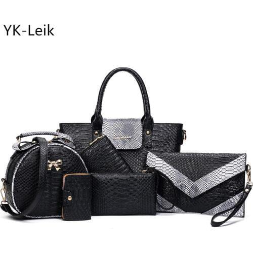 YK-Leik 6 pieces / set Women Composite Bag Fashion Alligator Shoulder Messenger bags Designers Leather Handbag Luxury Handbags