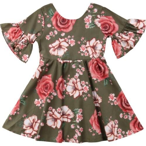 1-6T Toddler Kid Baby Girl Clothing Flower Party Princess Tutu Dress elegant Gown ruflles Short sleeve Cute brand Vestidos