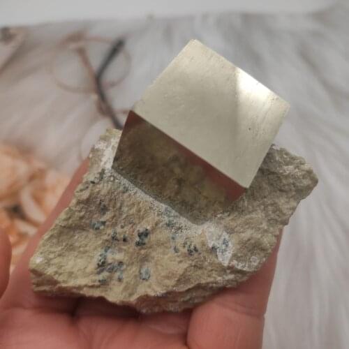 1pcs INCREDIBLE DISPLAY__LARGE Lusterous Pyrite Cubes on Matrix__Navajun Mine , Spain
