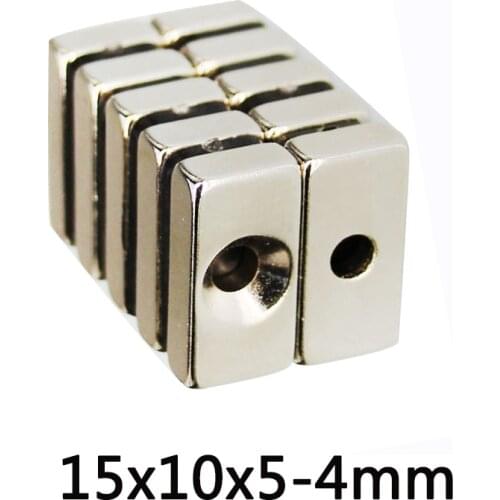5/10/20/30/50/100pcs 15*10*5-4 Strong Neodymium Magnet hole 4mm Block Permanent Magnetic 15x10x5mm-4mm Powerful Magnets