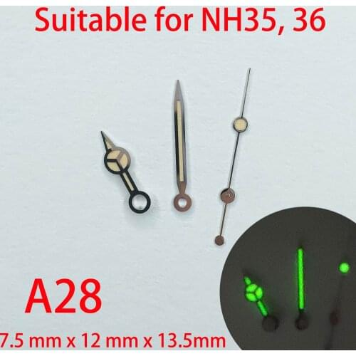 A28 suitable for NH35 watch pointers, watch accessories hand green/blue super luminous watch custom accessories NH36