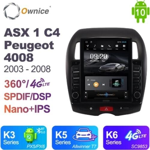 Ownice Android 10.0 Car Radio forMitsubishi ASX 1 C4 ForPeugeot 4008 2011 - 2015 GPS 2 Din Auto Audio System Stereo Player