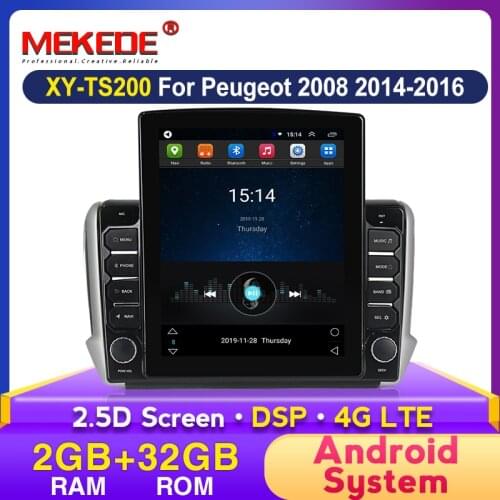 Tesla 9.7inch 4G LTE Android Car Radio Multimedia Video Player for Peugeot 2008 208 2012-2018 Navigation GPS No 2din 2 Din Dvd