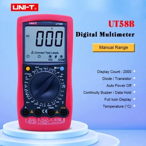 UNI-T Digial Multimeter UT58B AC DC Voltmeter with Data Hold Temperature Multimetro by Voltage pen
