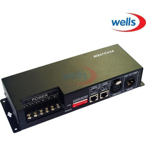 27CH dmx512 decoder, controller,LED drive,with case, 9 group RGB each CH max 3A,DC12-24V output,for LED, XLR & RJ45 & 3P