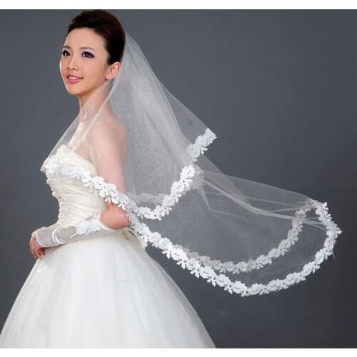 Beautiful Bridal Veil Elegant Appliques Bride Wedding Veil Cheap Bride Veil for Engagement Wedding Marriage Accessories