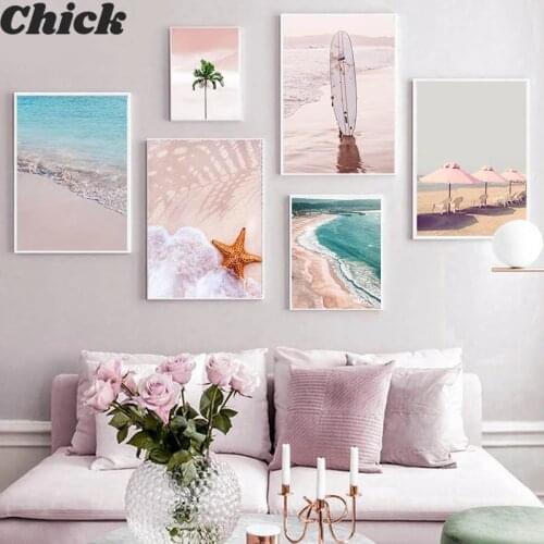 Tropical Sea Beach Seascape Canvas Painting Surf Palm Landscape Poster Print Nordic Wall Art Picture Modern Home Decoration