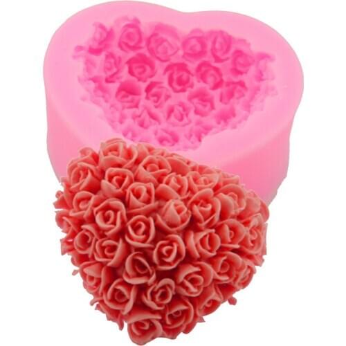 Heart-shaped rose cake mold chocolate fondant baking silicone mold dripping soap mold decoration