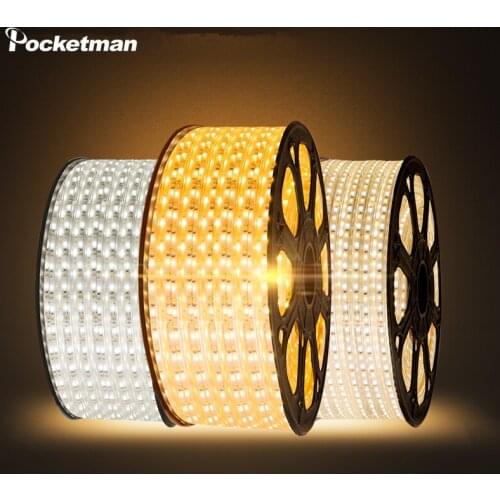 5050 RGB LED Strip Flexible Light 60leds/m Waterproof Led Tape Light With Power Plug 1M/2M/3M/5M/6M/7M/8M/9M/10M/15M/20M AC220V