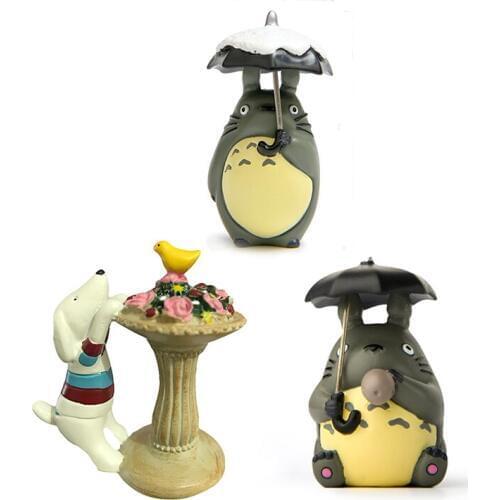 1pcs Kawaii Figurine Animal Totoro Resin Miniature figurines Puppy Craft Embellishments Doll Kids Gifts Desk Home Decoration